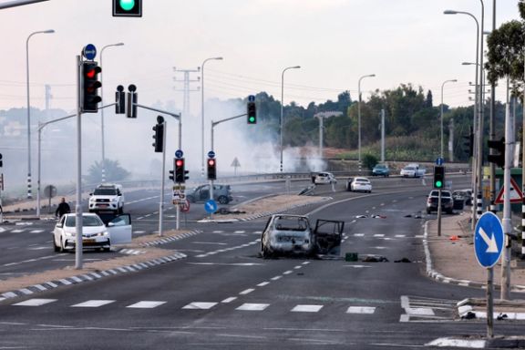 A view of a junction shows the aftermath of Saturday's attack by Hamas in the Sderot area of southern Israel October 7, 2023.