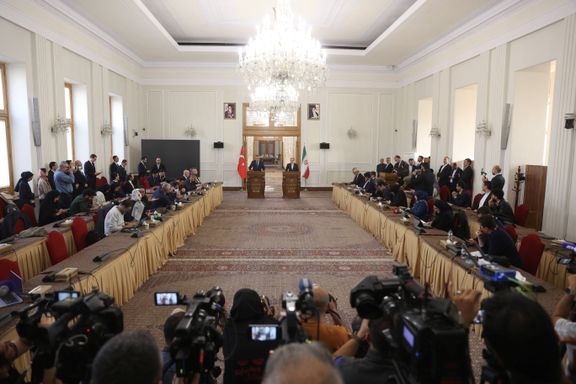 Iranian Foreign Minister Abbas Araghchi and Turkish Foreign Minister Hakan Fidan attend a joint press conference in Tehran, Iran, November 30, 2025.
