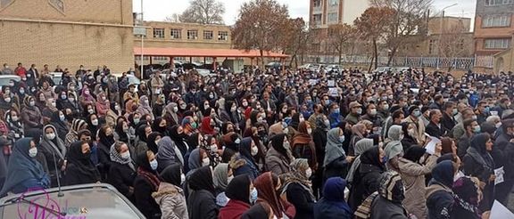 File photo of a demonstration by Iranian teachers