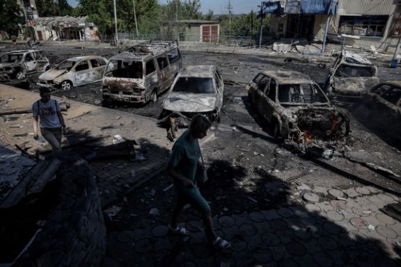 ویرانیهای برجا مانده از حملات پهپادی روسیه به منطقه دونتسک اوکراین، ۱۱ مرداد