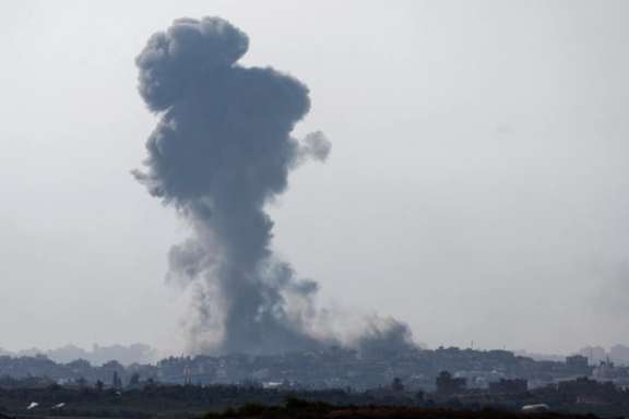 Smoke rises from an Israeli airstrike in the Gaza Strip, as seen from Israel, October 31, 2023.