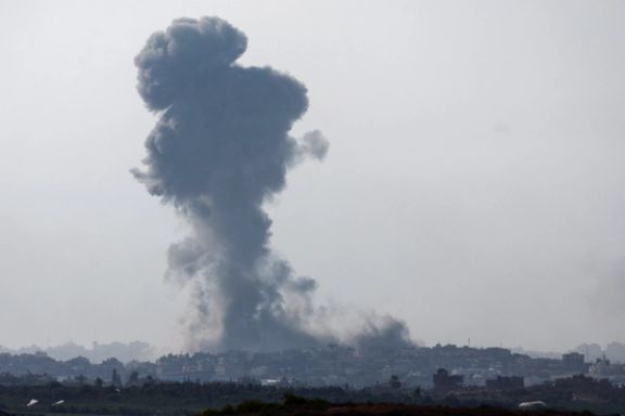 Smoke rises from an Israeli airstrike in the Gaza Strip, as seen from Israel, October 31, 2023.