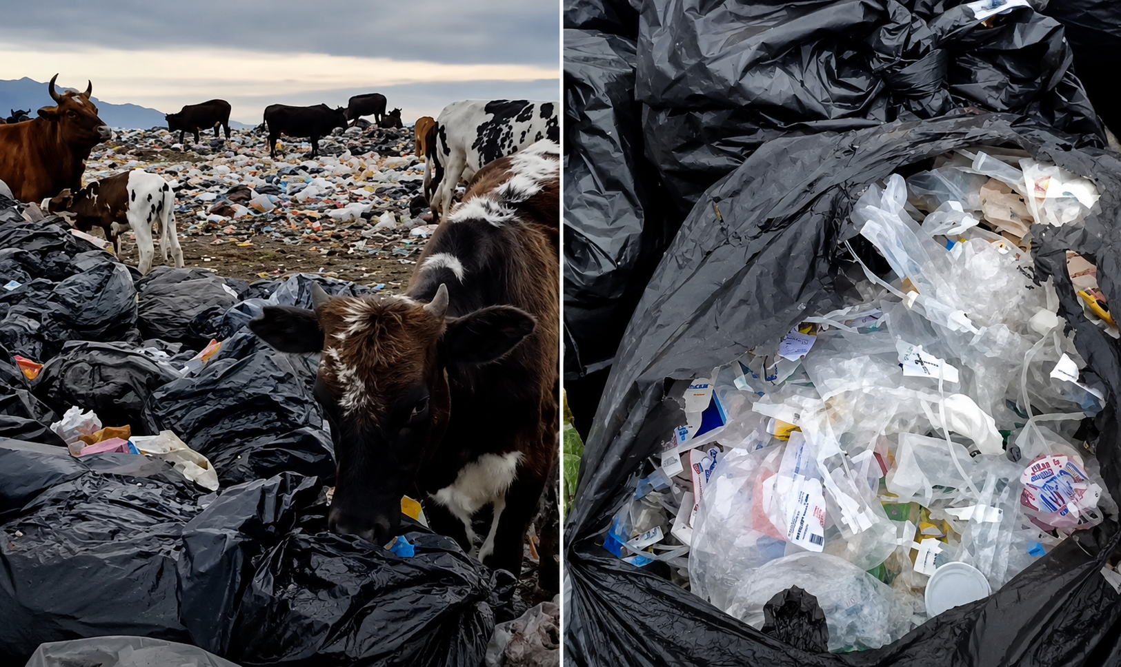 Cattle feeding on hospital waste expose risks at Iran landfill