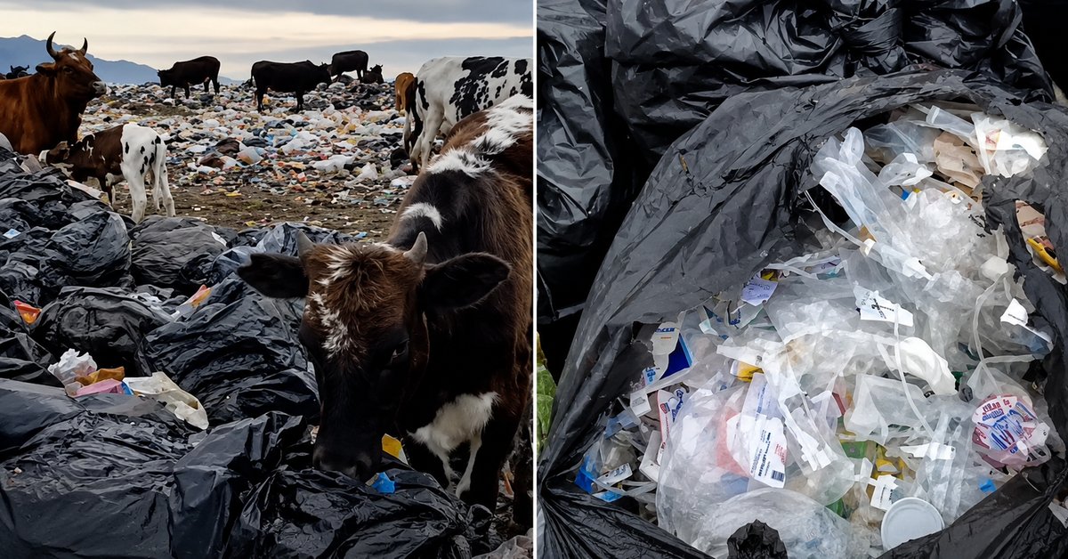 Cattle feeding on hospital waste expose risks at Iran landfill