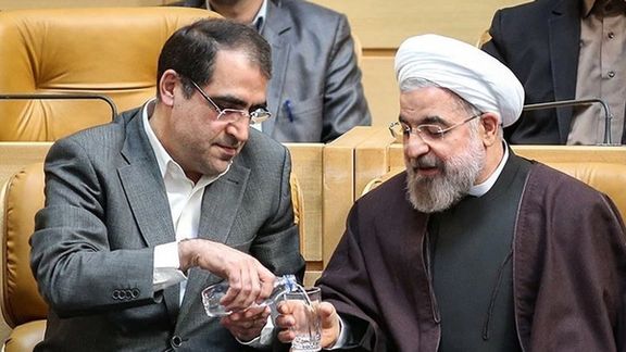 Former Health Minister Hassan Ghazizadeh Hashemi (left) and former President Hassan Rouhani