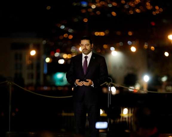 Saad Hariri at the grave of his father who was assassinated in 2005. November 2017