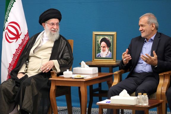 Iran's President Masoud Pezeshkian and Iran's Supreme Leader Ali Khamenei, 27 August 2024.