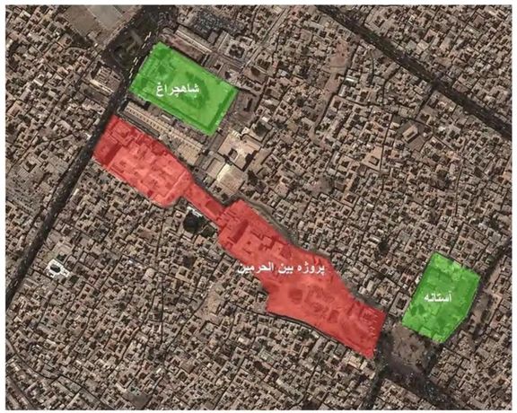 The area highlighted in red will be demolished. (file)
