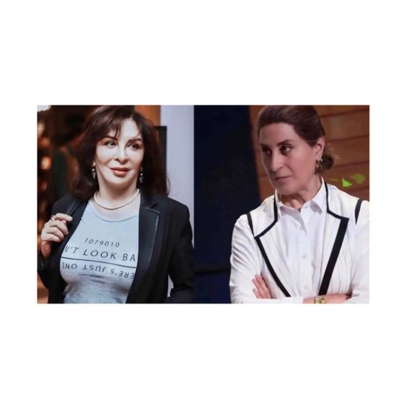 Actresses Afsaneh Bayegan (left) and Fatemeh Motamed Arya