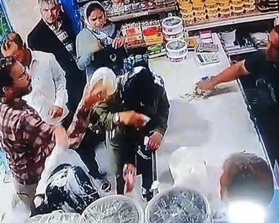 A screengrab from the CCTV camera of the shop where women were attacked in the city of Shandiz