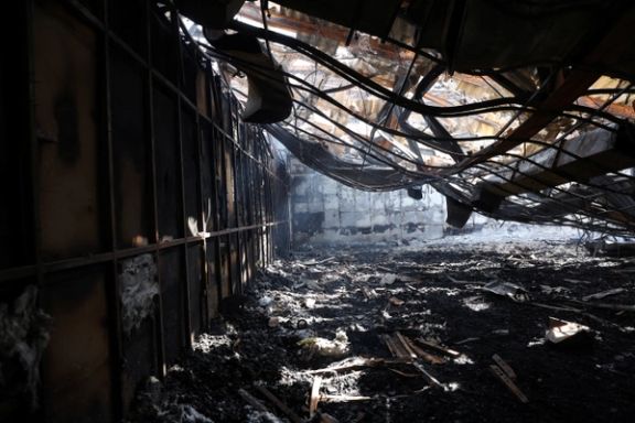 The interior of the hall that was engulfed by falmes at Evin Prison. Oct. 15, 2022