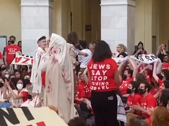 معترضان به سفر نتانیاهو به آمریکا در یکی از ساختمانهای کنگره تحصن کردند