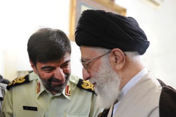 Ahmadreza Radan with Iran's ruler Ali Khamenei. Undated