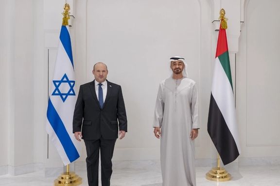 Israeli Prime Minister Naftali Bennet and Abu Dhabi Crown Prince Sheikh Mohammed bin Zayed al-Nahyan meeting on Monday.