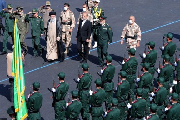 Supreme Leader Ali Khamenei at a military ceremony. Undated
