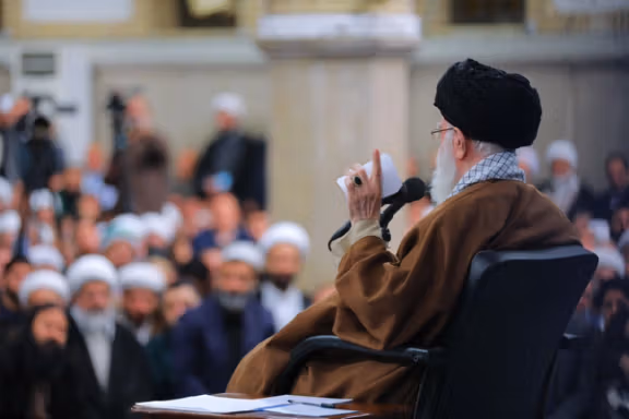 Iran's ruler Ali Khamenei during a meeting with a group of clergy in Tehran