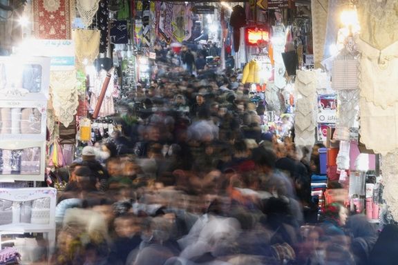 A long exposure image shows Iranians walking through Tehran Bazaar, in Tehran, Iran, February 1, 2023.