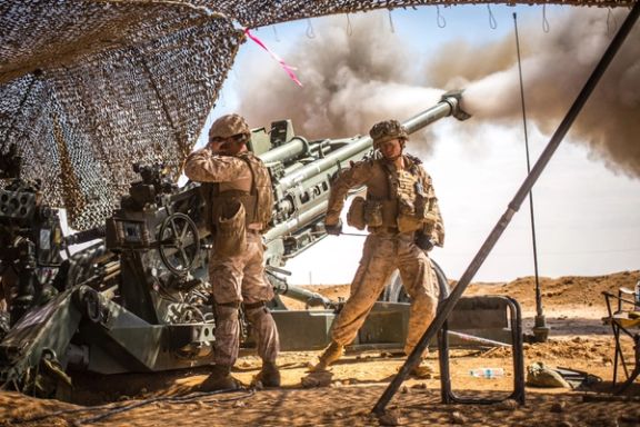Marines during a fire mission in northern Syria as part of Operation Inherent Resolve, March 24, 2017.