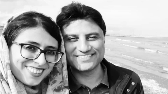 مهران ابطحی و همسرش