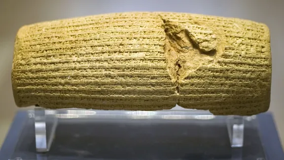 The edict of Cyrus the Great on protecting rights of all people discovered in present day Iraq