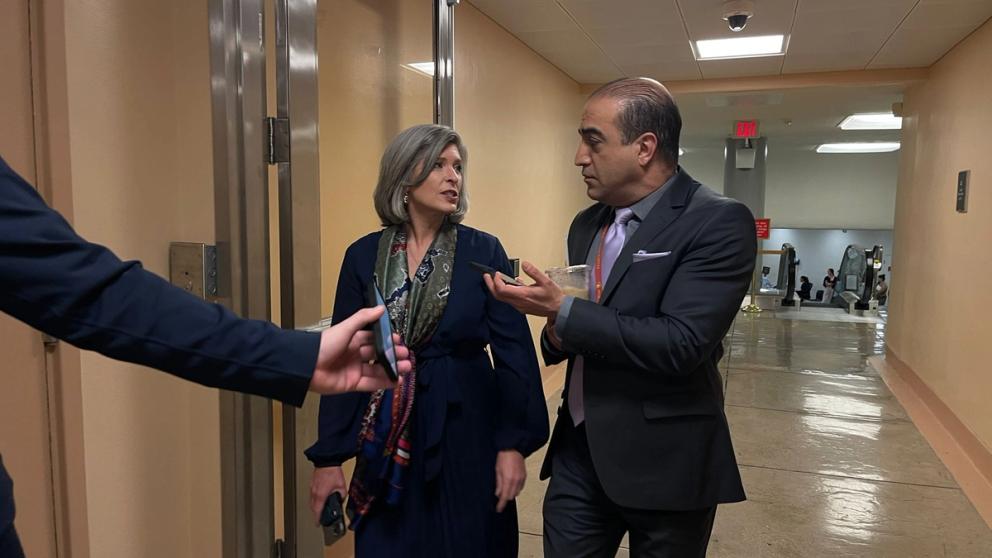 Republican Senator Joni Ernst (R-IA) and Iran International’s Arash Alaei in the Capitol Building on April 11, 2024 