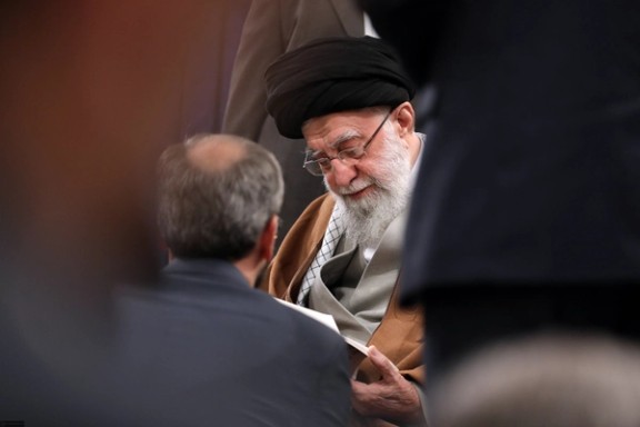 Iran's supreme leader Ali Khamenei meeting poets in annual literary night, March 15, 2025
