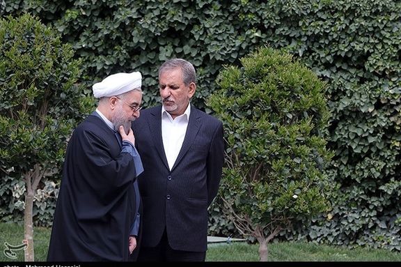 Es'haq Jahangiri with former President Hassan Rouhani. File photo