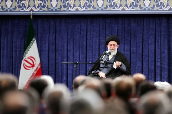 Iran’s ruler Ali Khamenei in a meeting with businesspeople and entrepreneurs on January 30, 2023