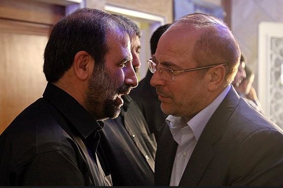 Iran’s parliament speaker Mohammad-Bagher Ghalibaf (right) and his aide Brigadier General Jamaleddin Aberoumand