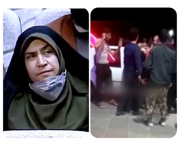 Maghsoudi and a scene from confrontation with police.
