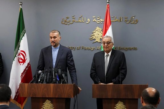 Iranian Foreign Minister Hossein Amirabdollahian and Lebanon's caretaker Foreign Minister Abdallah Bou Habib attend a joint press conference in Beirut, Lebanon, September 1, 2023