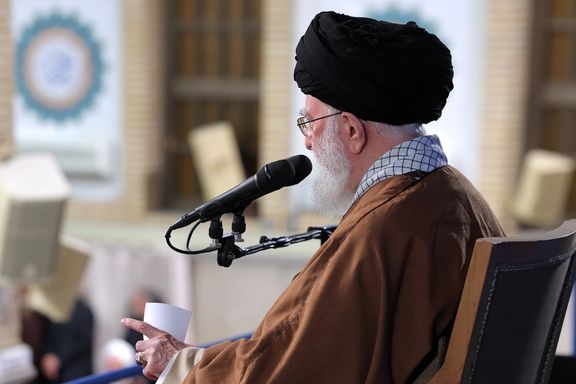Iran's Supreme Leader Ali Khamenei speaking to supporters, Tehran, Iran, March 22, 2025