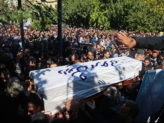 The funeral of Dariush Mehrjui and his wife in Tehran on October 18, 2023