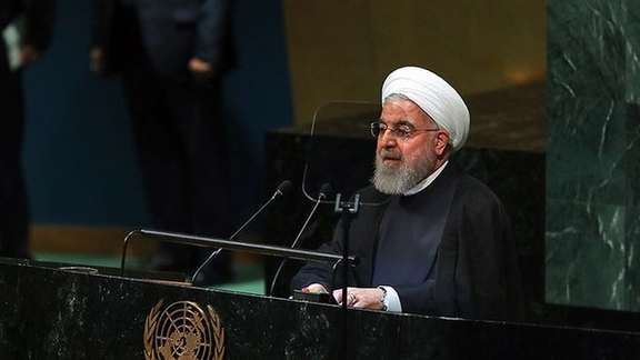 Hassan Rouhani speaking at UN General Assembly in September 2019