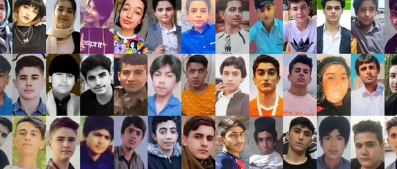 A mosaic photo of a number of minors killed during the current protests in Iran