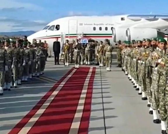 Parade at funeral procession of Mohammad-Ali Ale-Hashem, the Friday Imam of Tabriz on May 22, 2024.