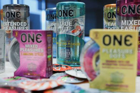 ONE condoms by Karex on display in Petaling Jaya, Malaysia April 21, 2026.