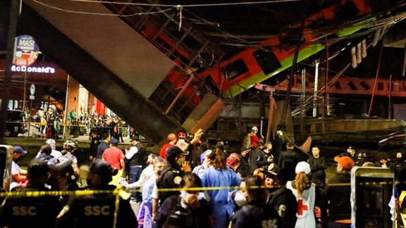 ریزش یک پل هوایی مترو در پایتخت مکزیک هنگام عبور قطار، ۱۳ کشته و ۷۰ زخمی به جای گذاشت