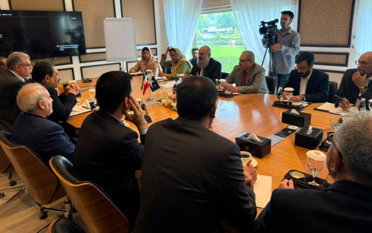 Iranian and Pakistani officials attend a bilateral trade meeting in Islamabad, Pakistan, Aug. 4, 2026.