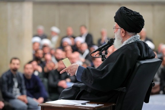 Iran's ruler Ali Khamenei during a meeting on February 18, 2024