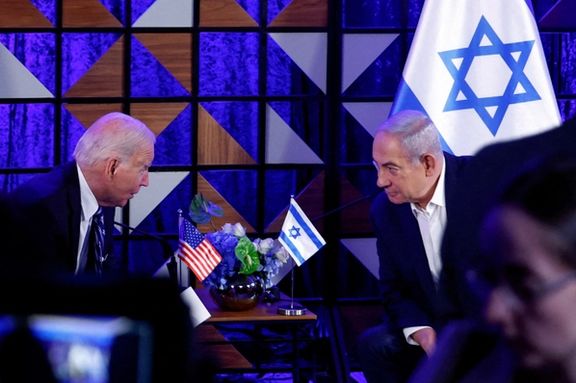 US President Joe Biden attends a meeting with Israeli Prime Minister Benjamin Netanyahu, as he visits Israel amid the ongoing conflict between Israel and Hamas, in Tel Aviv, Israel, October 18, 2023.
