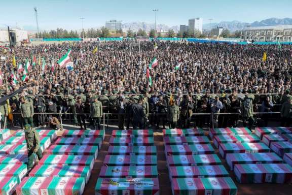People attend the funeral ceremony of the casualties of the Islamic State attack in Kerman, Iran, January 5, 2024.