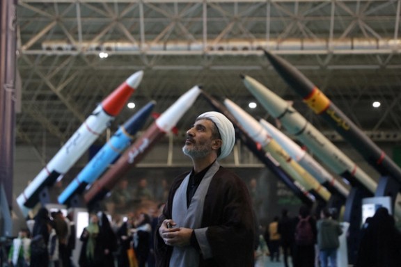 An Iranian cleric visits the Islamic Revolutionary Guard Corps (IRGC) Aerospace Force Museum in Tehran, Iran, November 12, 2025.