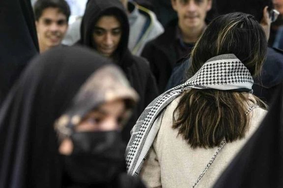 An Iranian woman with loose hijab in Tehran