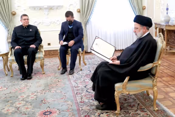 Iran’s President Ebrahim Raisi during a meeting with Venezuela’s new ambassador