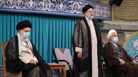Supreme Leader Ali Khamenei and President Ebrahim Raisi during his inauguration in August 2021