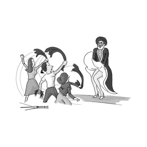 A cartoon in support of the protests in Iran