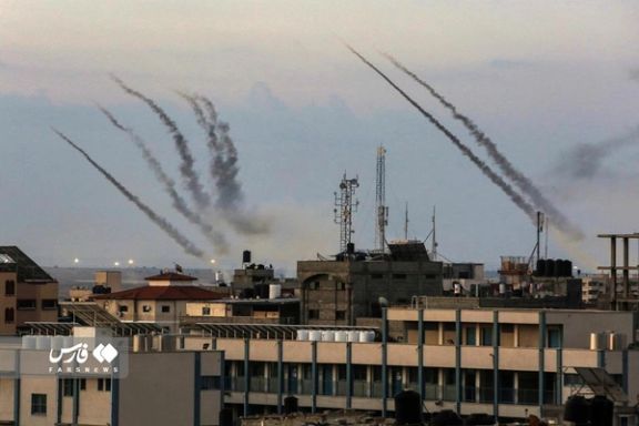 Hamas rockets fired towards Israel during the attack on October 7, 2023