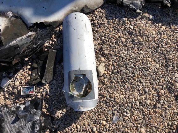 The remains of the wreckage of a drone that was shot down are seen at Ain al-Asad air base in Anbar province, Iraq January 4, 2022.