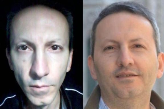 Hamidreza Djalai before and during his imprisonment in Iran